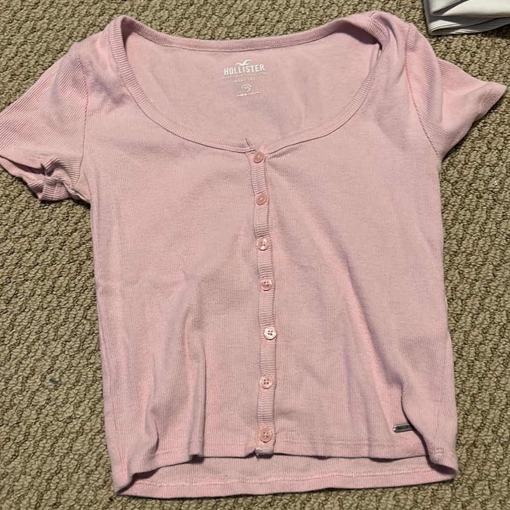 Pink button top
